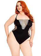 Sexy teddy, uten sømmer, racerback, spretter, plus size